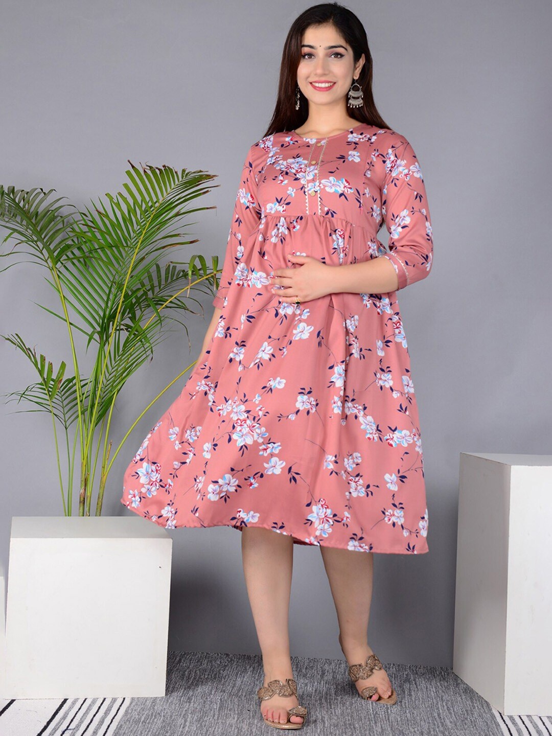 BAESD Floral Printed Maternity Nursing Maternity Fit & Flare Midi Ethnic Dress, Pink
BAESD Floral Printed Maternity Nursing Maternity Fit & Flare Midi Ethnic Dress, Pink