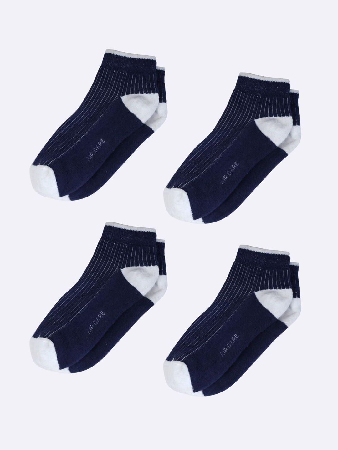 AIR GARB Unisex Pack Of 4 Striped Breathable Pure Cotton Ankle Length Socks, Navy blue
AIR GARB Unisex Pack Of 4 Striped Breathable Pure Cotton Ankle Length Socks, Navy blue