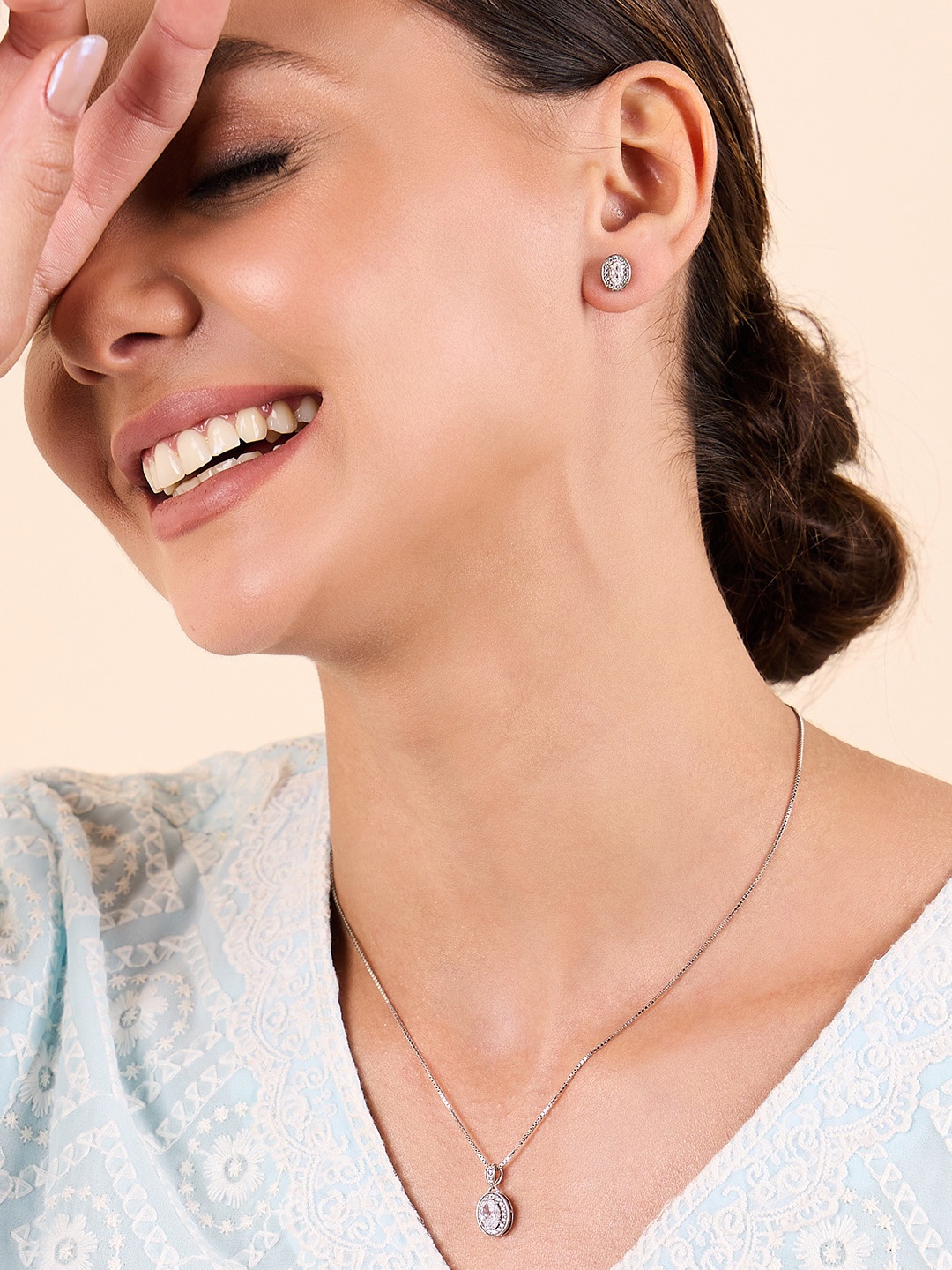 House of Pataudi 925 Sterling Silver Rhodium-Plated Cubic Zirconia Studded Jewellery Set
House of Pataudi 925 Sterling Silver Rhodium-Plated Cubic Zirconia Studded Jewellery Set