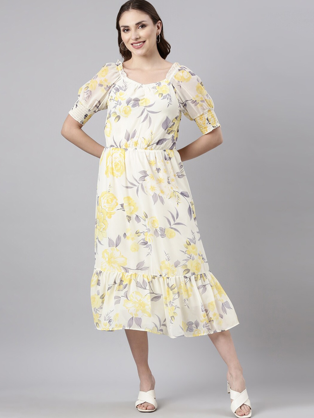 TWIN BIRDS Women Smocked Dress, White