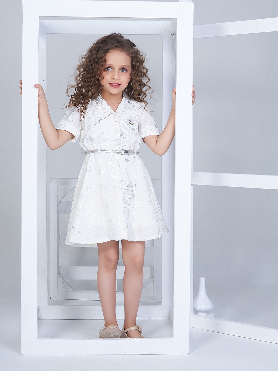 Peppermint Girls Abstract Printed Shirt Collar Puffed Sleeves Linen Fit & Flare Dress, Cream
Peppermint Girls Abstract Printed Shirt Collar Puffed Sleeves Linen Fit & Flare Dress, Cream