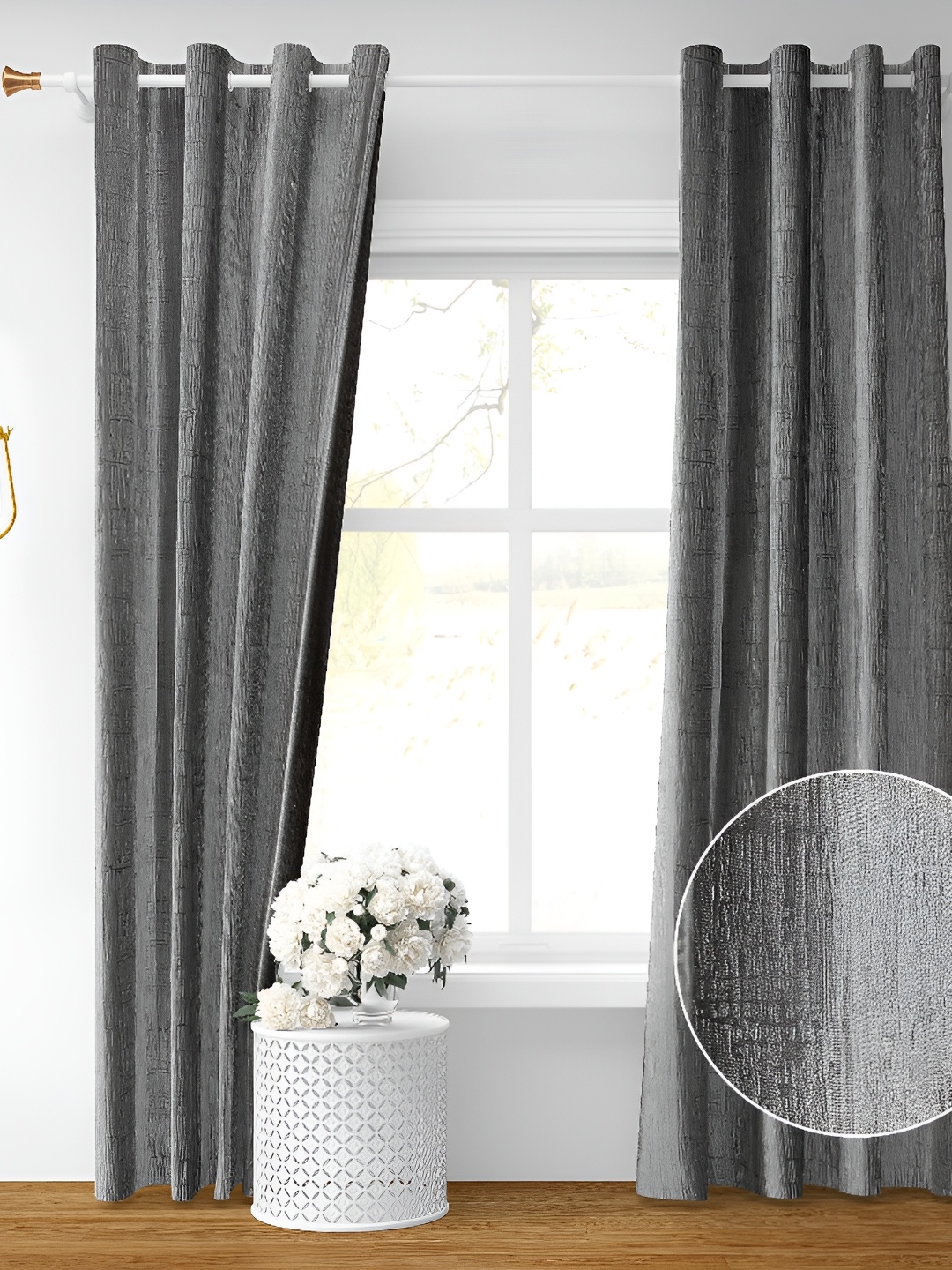 Galaxy Home Decor Grey 2 Pcs Room Darkening Door Curtain