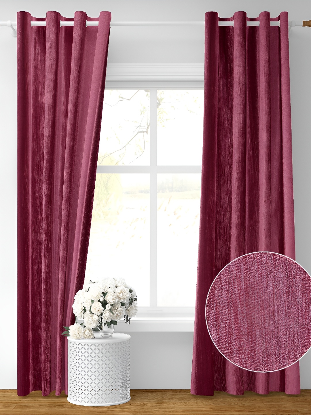 Galaxy Home Decor Burgundy Floral Room Darkening Door Curtain