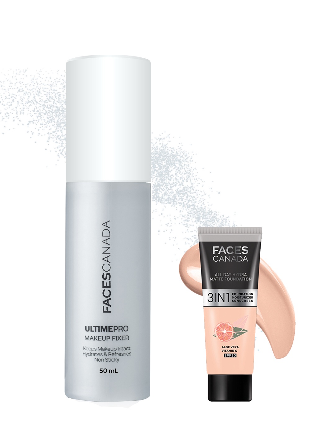 FACES CANADA Waterproof Fix & Finish Kit - Makeup Fixer 50 ml + Matte Foundation - 15 ml, Beige
FACES CANADA Waterproof Fix & Finish Kit - Makeup Fixer 50 ml + Matte Foundation - 15 ml, Beige