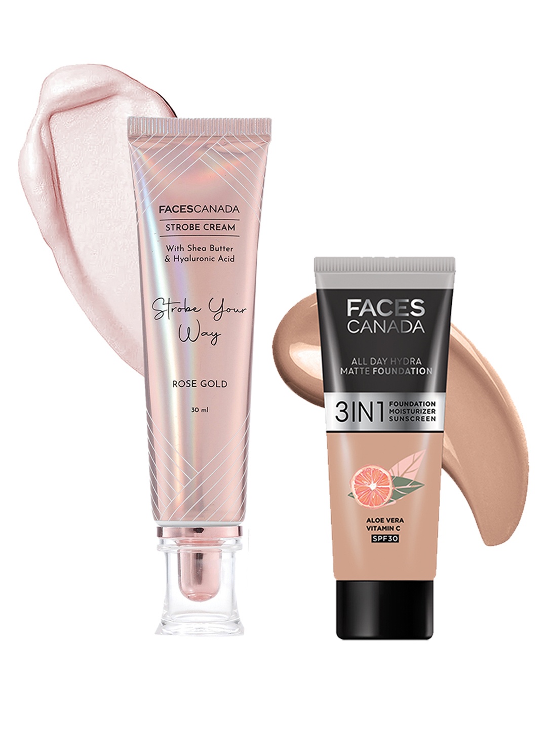 FACES CANADA Rose Glow Kit - Strobe Cream 30 ml & All Day Hydra Matte Foundation 15 ml, Rose gold
FACES CANADA Rose Glow Kit - Strobe Cream 30 ml & All Day Hydra Matte Foundation 15 ml, Rose gold