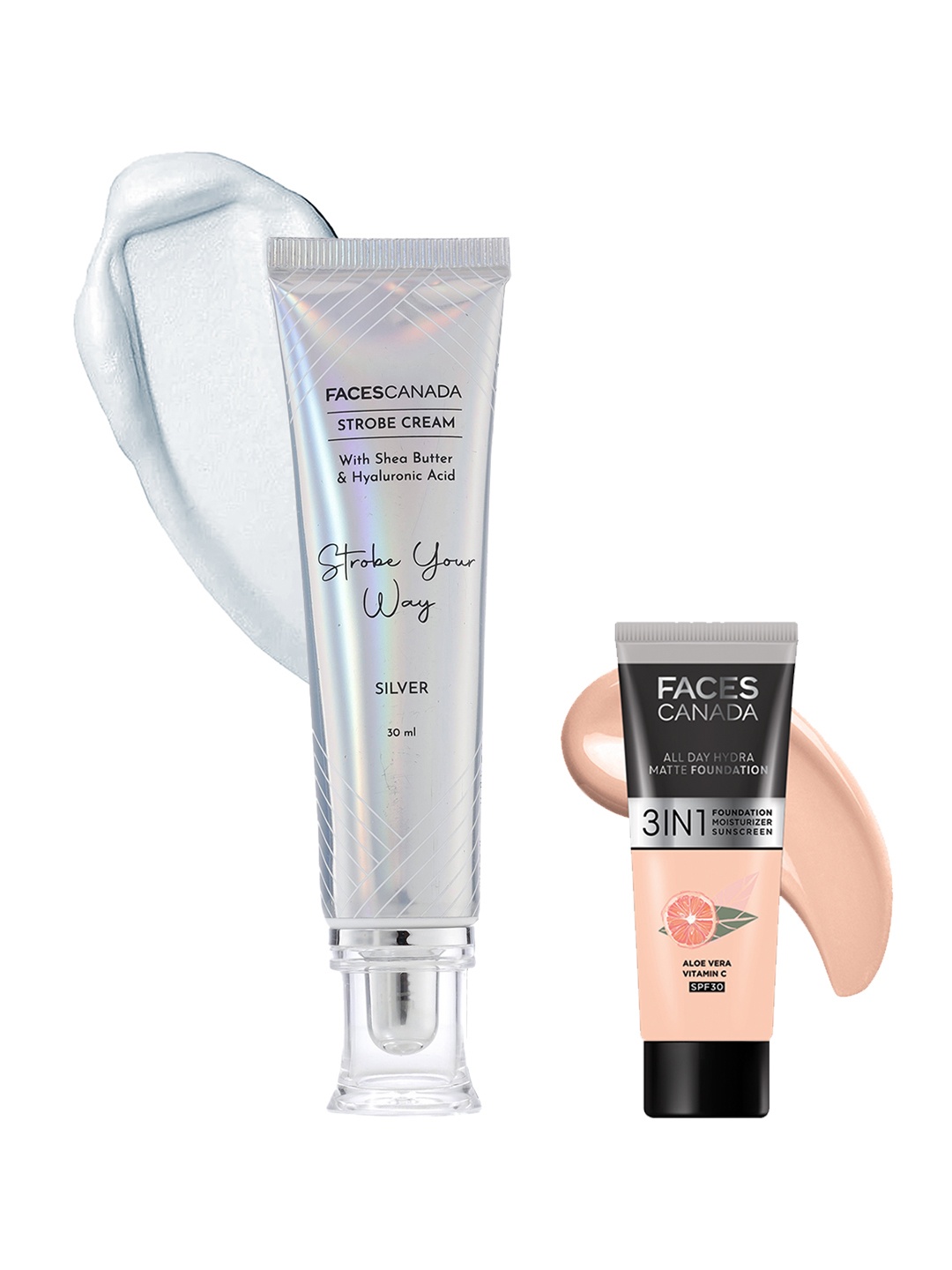 FACES CANADA Celeb Glow Kit - Strobe Cream 30 ml & All Day Hydra Matte Foundation 15 ml, Beige
FACES CANADA Celeb Glow Kit - Strobe Cream 30 ml & All Day Hydra Matte Foundation 15 ml, Beige