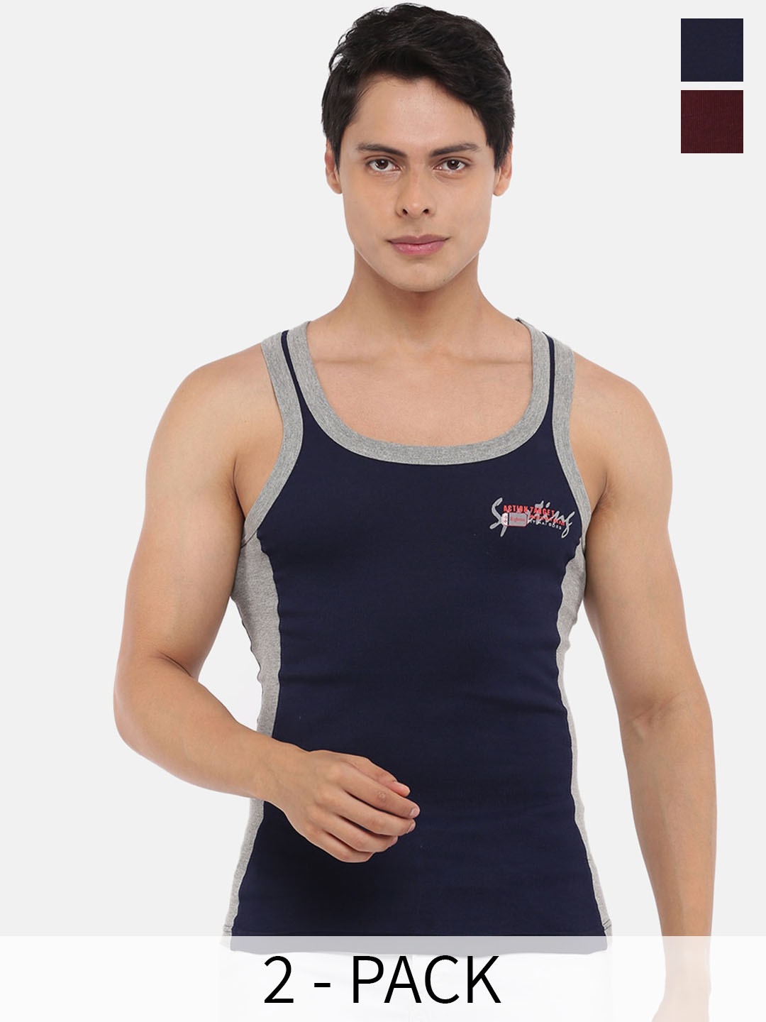 Dollar Bigboss Pack Of 2 Assorted Cotton Sleeveless Innerwear Vests MBB-16-PO2-CO2-S24
Dollar Bigboss Pack Of 2 Assorted Cotton Sleeveless Innerwear Vests MBB-16-PO2-CO2-S24