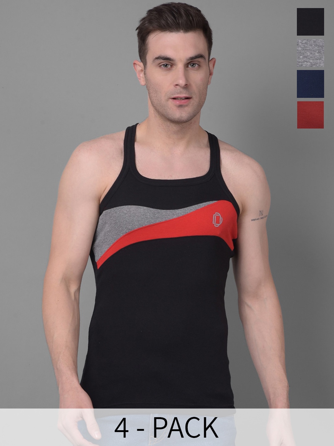 Dollar Bigboss Pack Of 4 Assorted Cotton Sleeveless Innerwear Vests MBB-16-PO3-CO1-S24
Dollar Bigboss Pack Of 4 Assorted Cotton Sleeveless Innerwear Vests MBB-16-PO3-CO1-S24