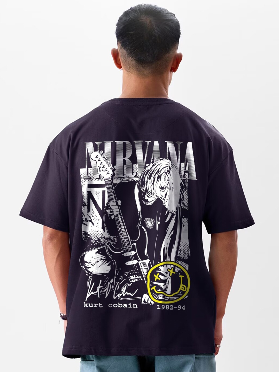 Crazymonk Graphic Printed Drop-Shoulder Sleeves Cotton Oversized T-shirt, Navy blue
Crazymonk Graphic Printed Drop-Shoulder Sleeves Cotton Oversized T-shirt, Navy blue