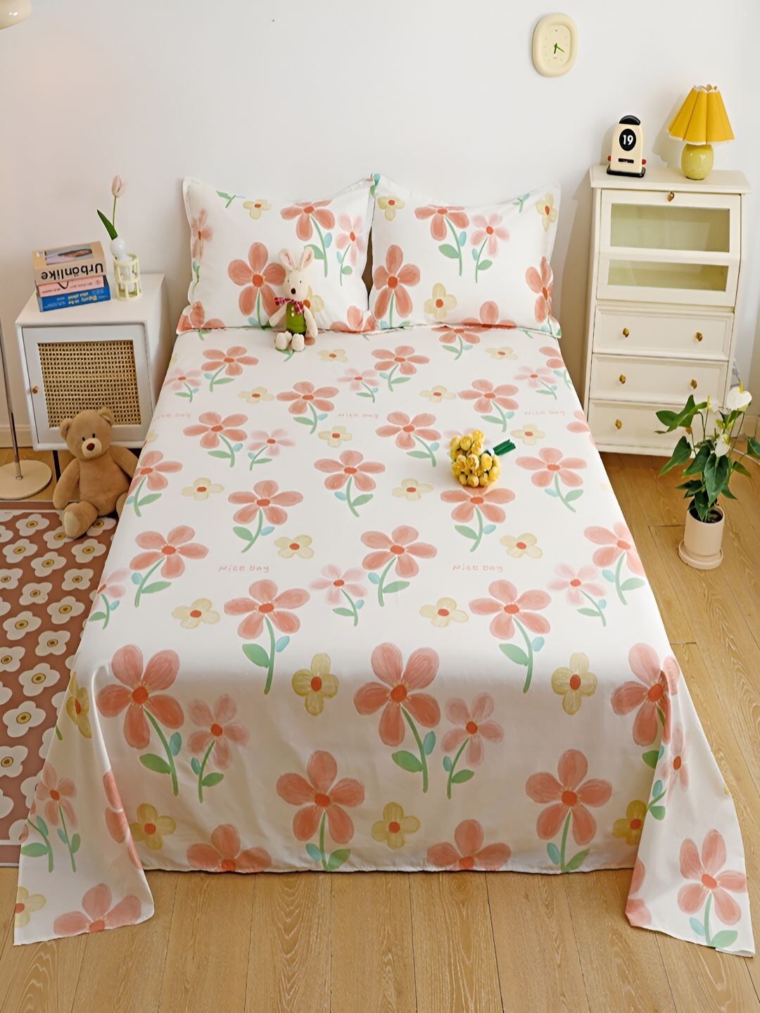 JC HOME White & Red Floral Printed Cotton 230 TC Queen Bedsheet with 2 Pillow Covers
JC HOME White & Red Floral Printed Cotton 230 TC Queen Bedsheet with 2 Pillow Covers