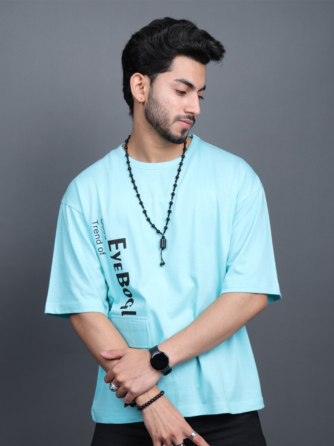 Eyebogler Typography Printed Drop Shoulder Sleeves Cotton Oversized T-shirt, Blue
Eyebogler Typography Printed Drop Shoulder Sleeves Cotton Oversized T-shirt, Blue
