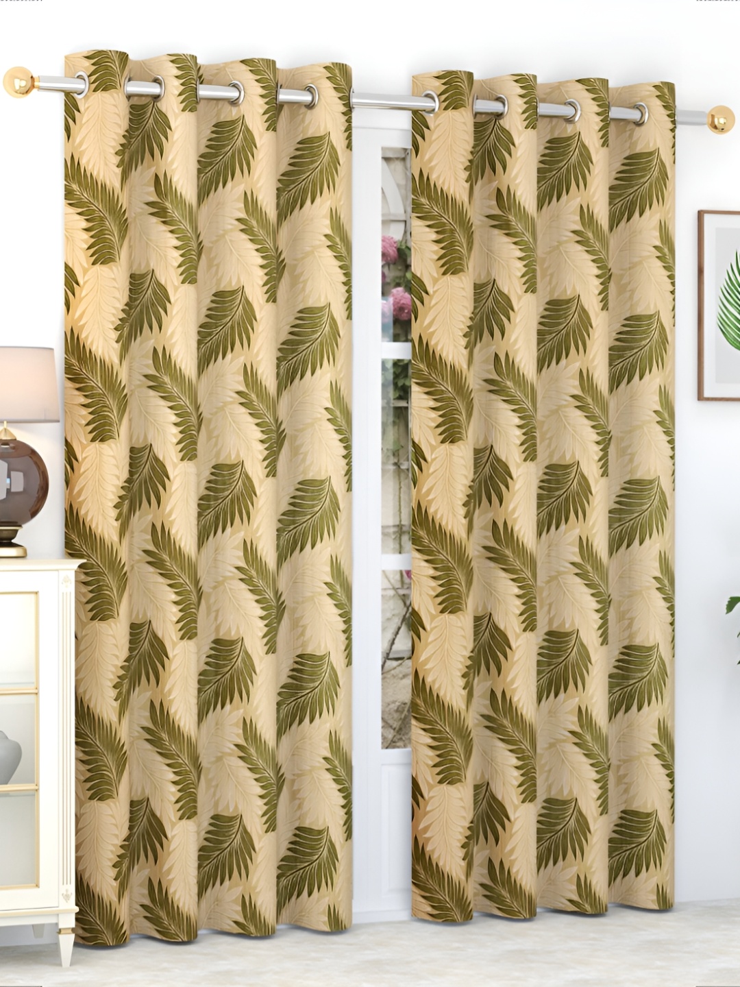 Galaxy Home Decor Green Set of 2 Floral Room Darkening Window Curtain