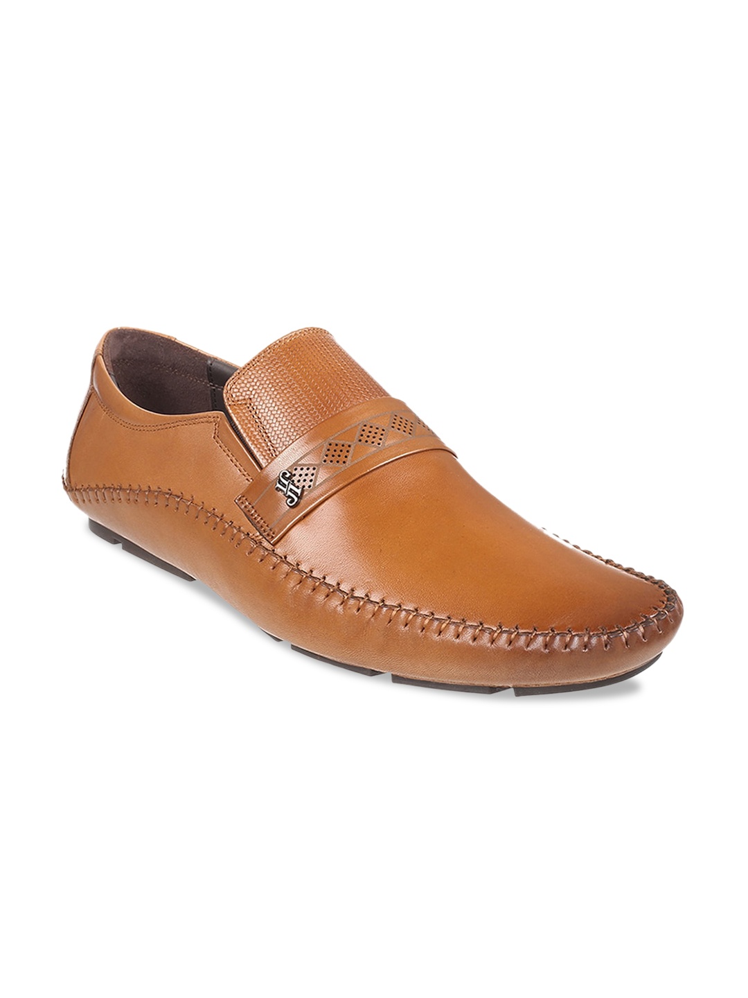 J.FONTINI Men Leather Formal Loafers, Tan
