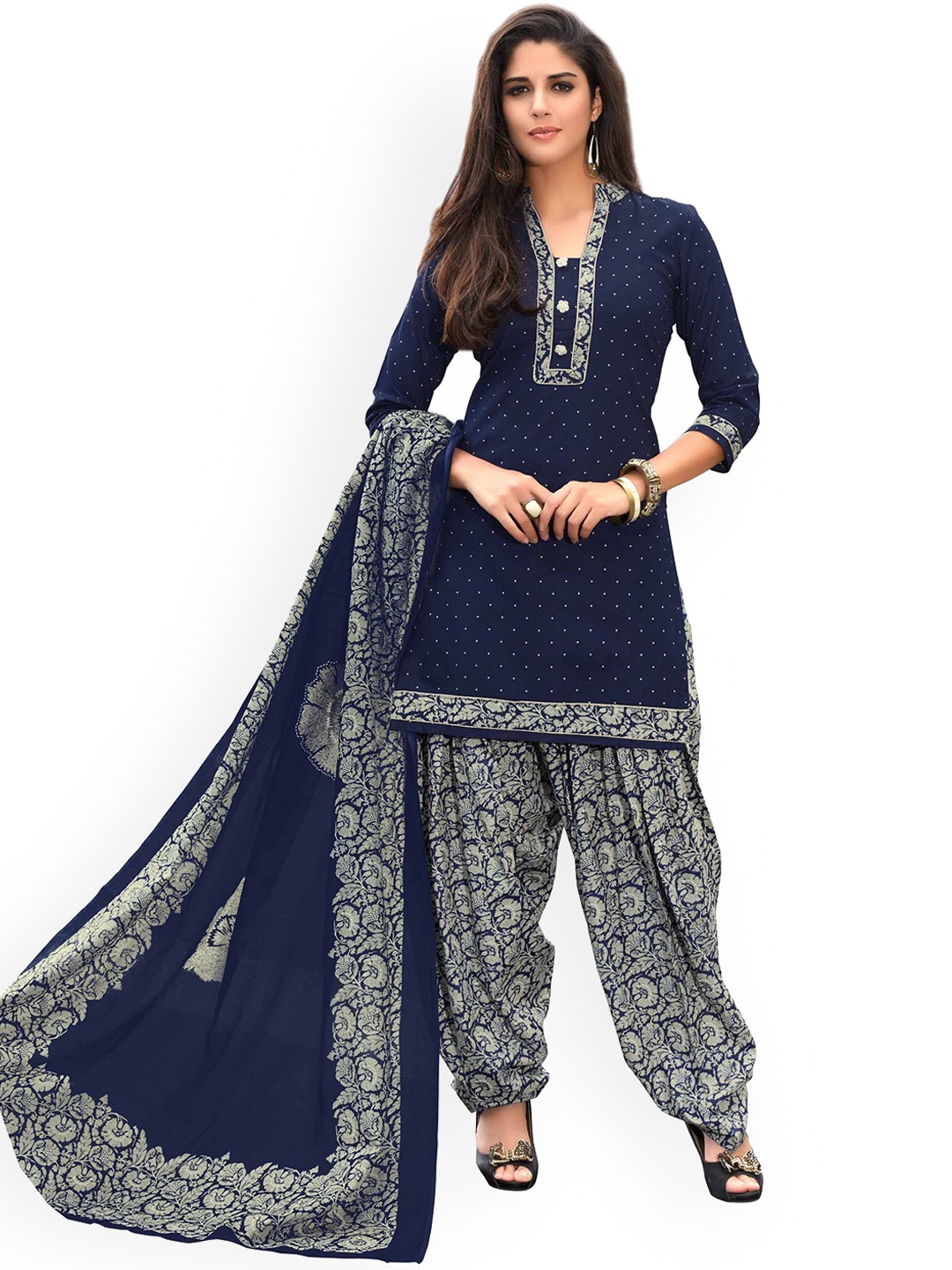 MIRAAN Floral Printed Round Neck Pure Cotton Kurta with Patiala & With Dupatta, Blue
MIRAAN Floral Printed Round Neck Pure Cotton Kurta with Patiala & With Dupatta, Blue