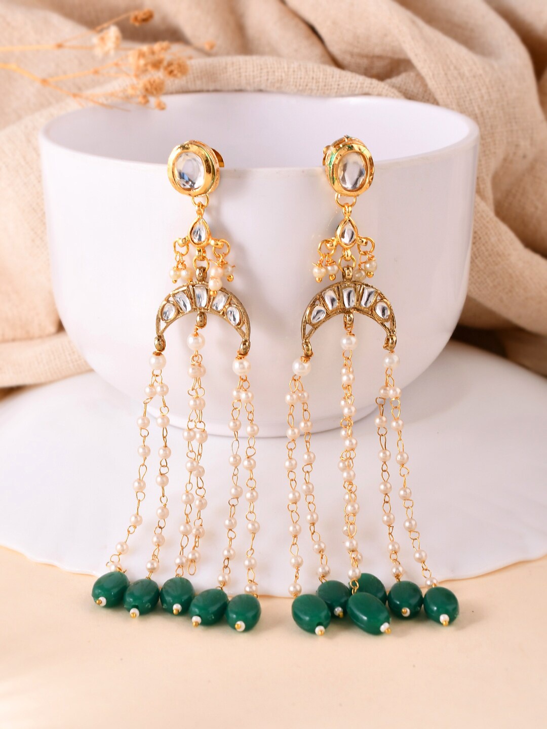 Silvermerc Designs Gold-Plated Beaded & Stone Studded Classic Chandelier Drop Earrings
Silvermerc Designs Gold-Plated Beaded & Stone Studded Classic Chandelier Drop Earrings