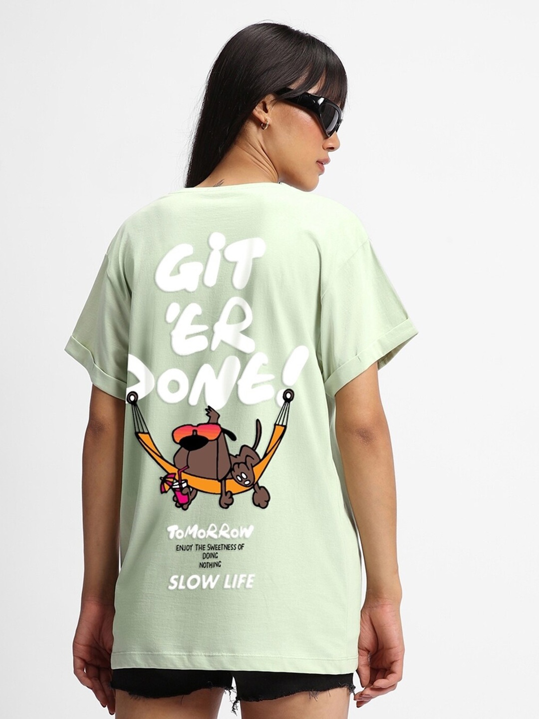 Bewakoof Get it Done Graphic Printed Drop-Shoulder Sleeves Boyfriend Cotton T-shirt, Green
Bewakoof Get it Done Graphic Printed Drop-Shoulder Sleeves Boyfriend Cotton T-shirt, Green
