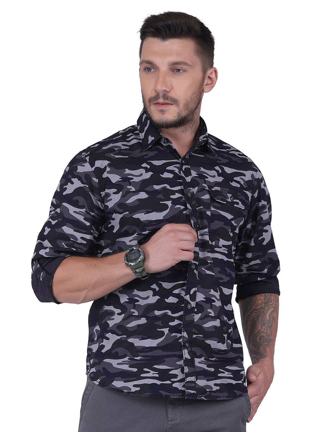 USMC Relaxed Camouflage Printed Spread Collar Roll Up Sleeves Cotton Casual Shirt, Purple
USMC Relaxed Camouflage Printed Spread Collar Roll Up Sleeves Cotton Casual Shirt, Purple