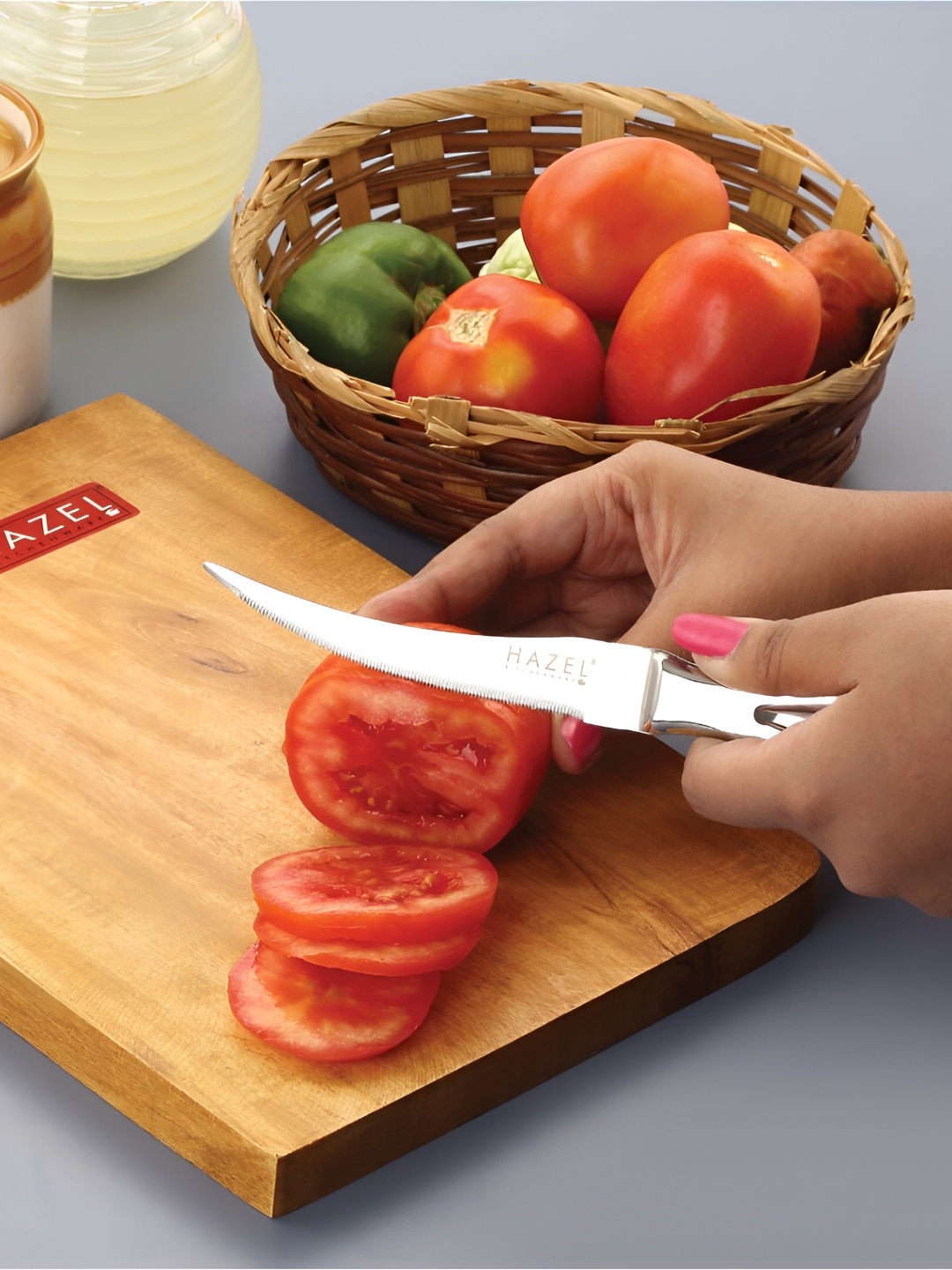 HAZEL Silver-Toned & Brown 2 Pieces Stainless Steel Knife With Wooden Chopping Board
HAZEL Silver-Toned & Brown 2 Pieces Stainless Steel Knife With Wooden Chopping Board