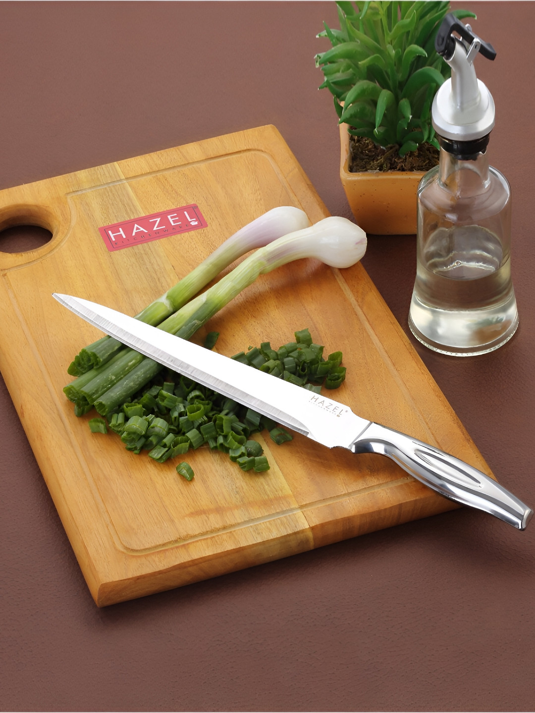 HAZEL Silver-Toned & Brown 2 Pieces Stainless Steel Knife With Wooden Chopping Board
HAZEL Silver-Toned & Brown 2 Pieces Stainless Steel Knife With Wooden Chopping Board