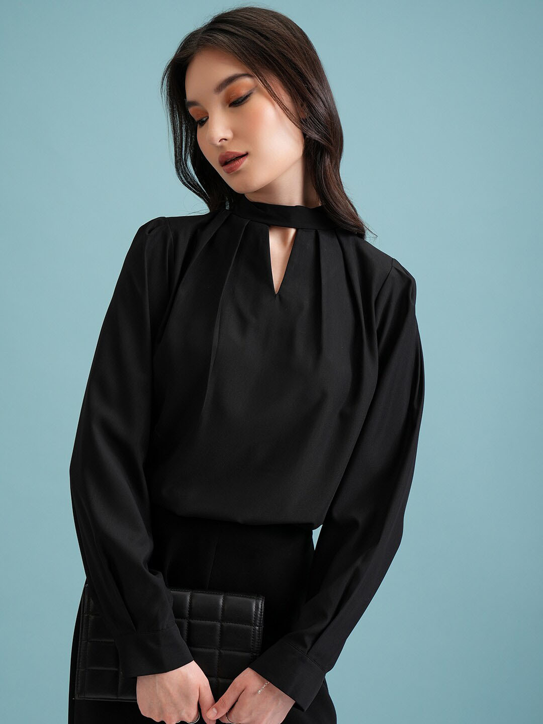 Tokyo Talkies Keyhole Neck Top, Black 
Tokyo Talkies Keyhole Neck Top, Black