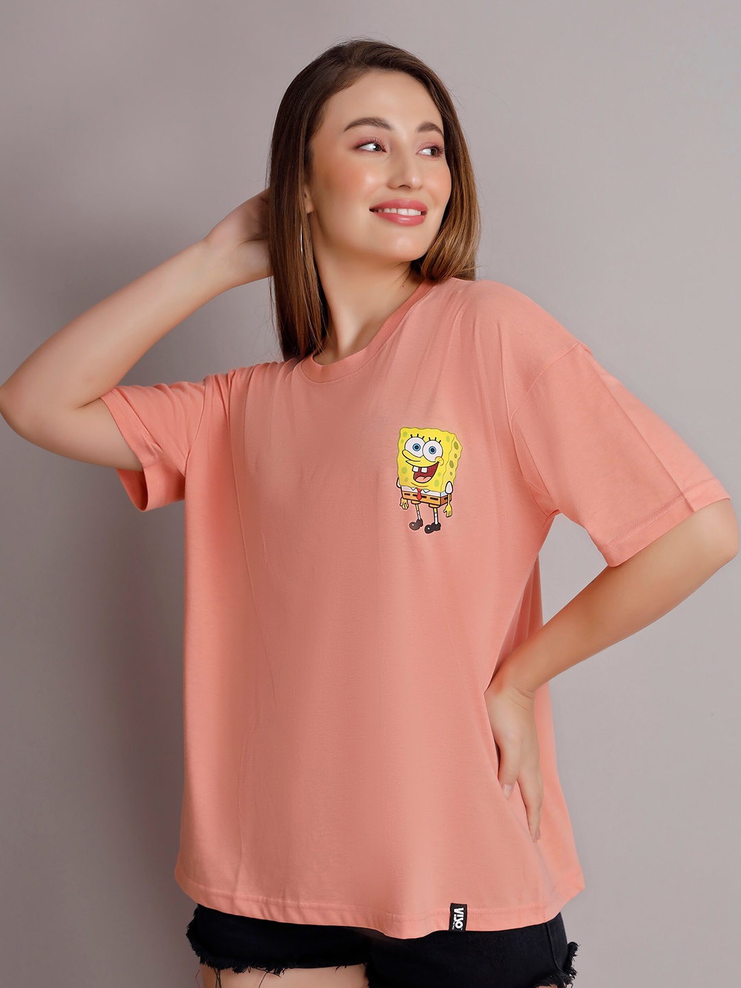 VISO Sponge Bob Graphic Printed Drop-Shoulder Sleeves Oversized Cotton T-shirt, Peach
VISO Sponge Bob Graphic Printed Drop-Shoulder Sleeves Oversized Cotton T-shirt, Peach