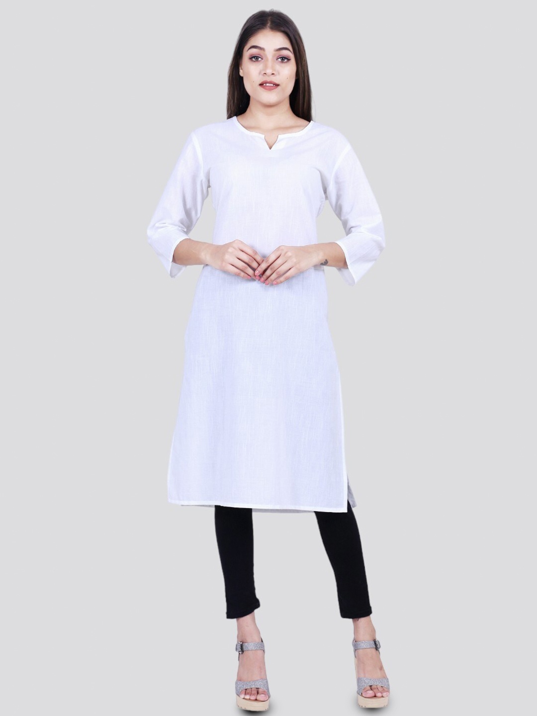 Alakh Creation Pure Cotton Straight Kurta, White