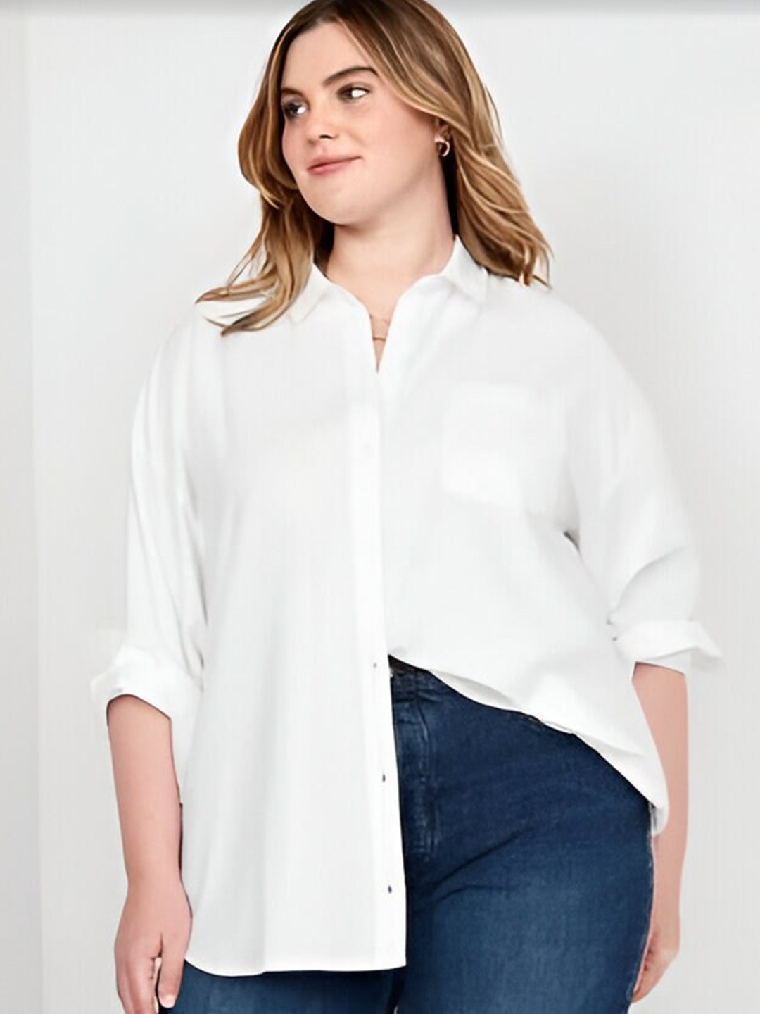 Fab Star Plus Size Classic Boxy Long Drop Shoulder Sleeves Cotton Casual Shirt, White
Fab Star Plus Size Classic Boxy Long Drop Shoulder Sleeves Cotton Casual Shirt, White