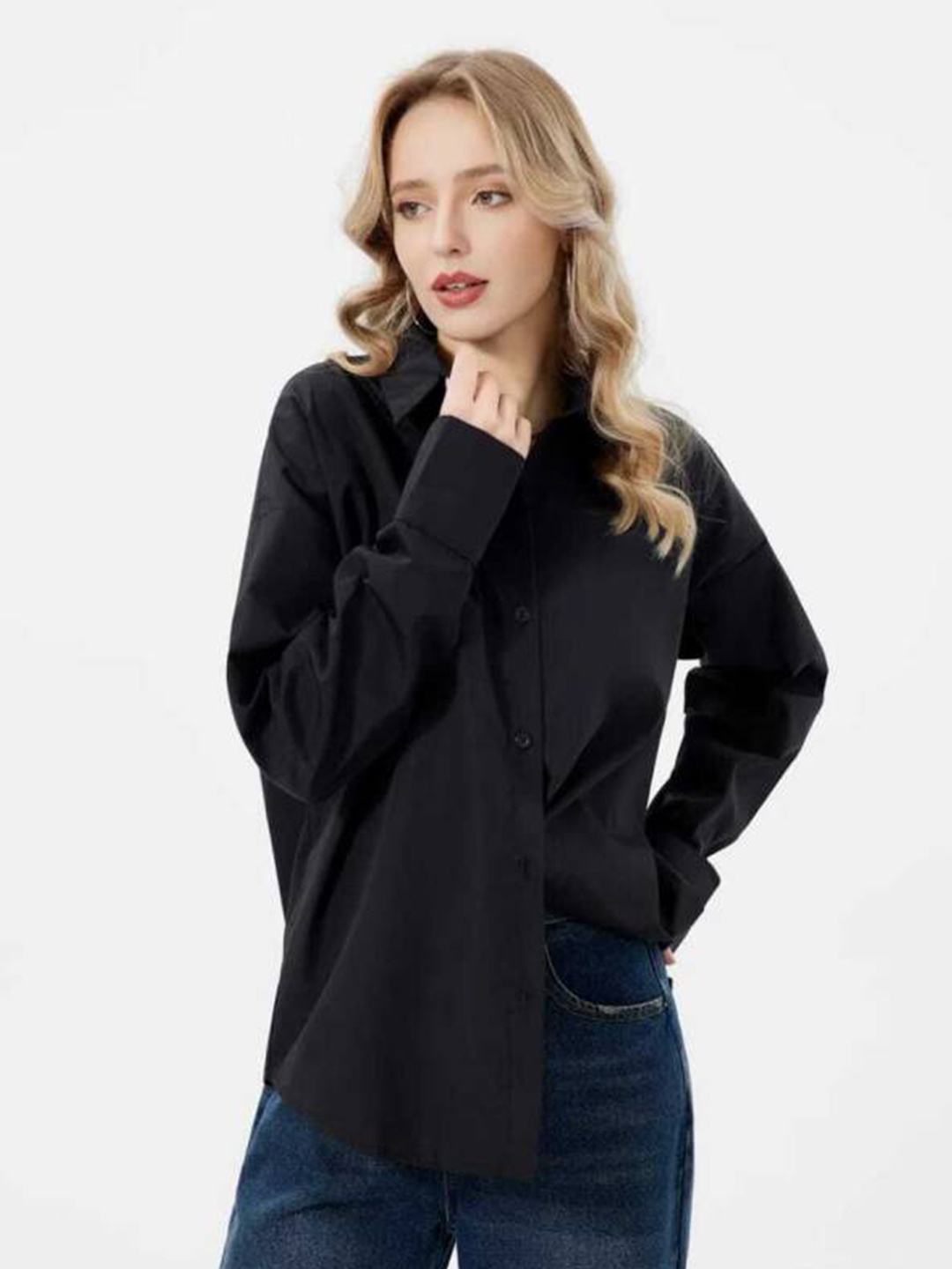 Fab Star Classic Oversized Spread Collar Long Sleeves Pure Cotton Casual Shirt, Black
Fab Star Classic Oversized Spread Collar Long Sleeves Pure Cotton Casual Shirt, Black