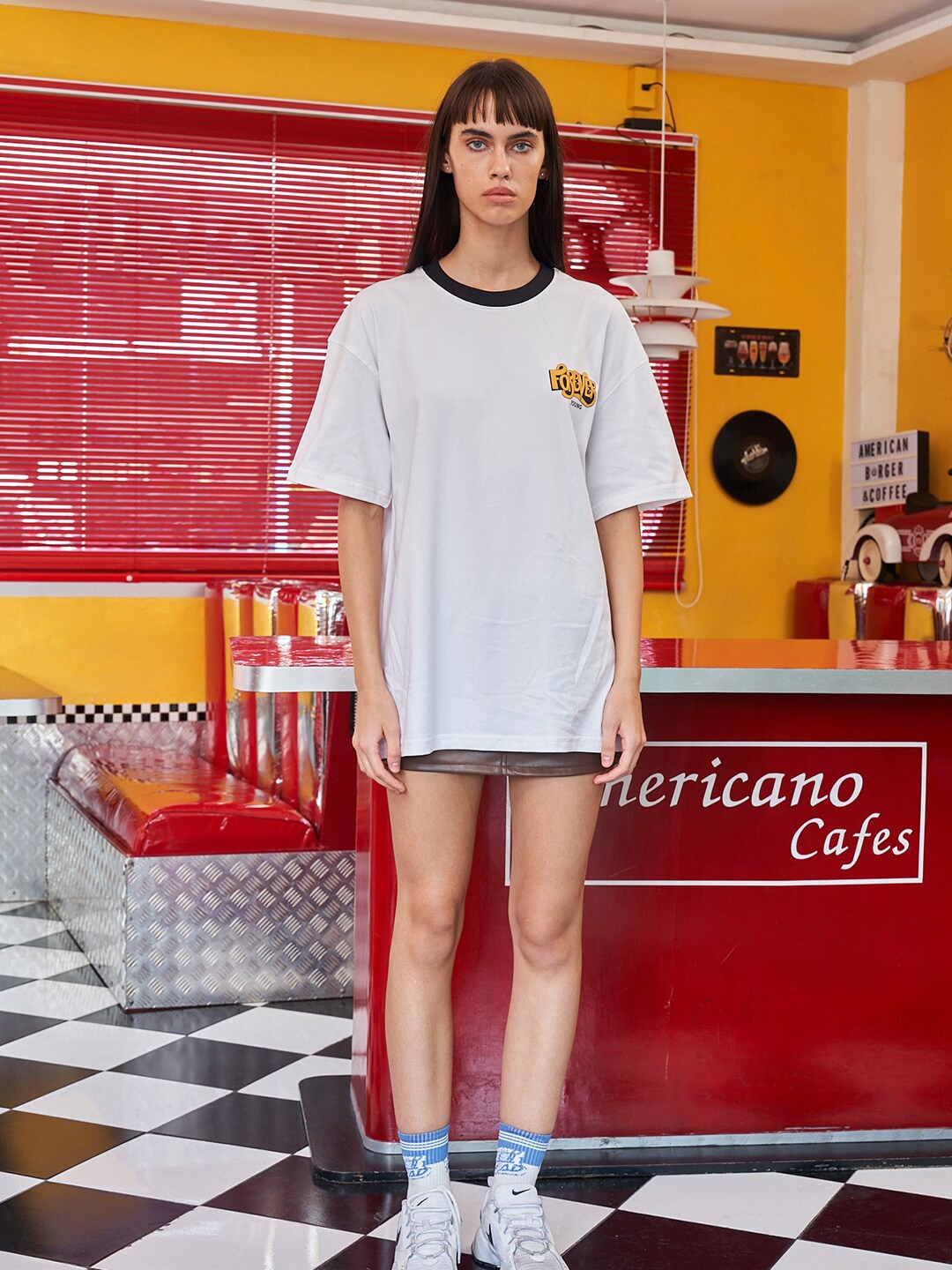 Bonkers Corner Graphic Printed Cotton Oversized T-Shirt, White