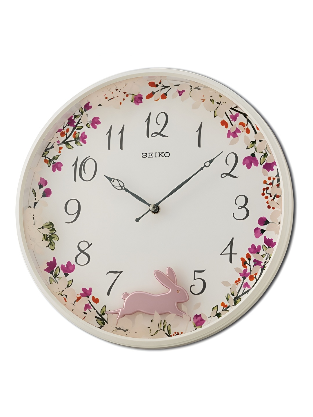 SEIKO Cream & Pink Printed Traditional Wall Clock