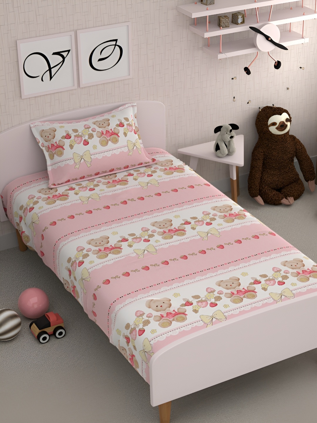 CHHAVI INDIA Pink & White Graphic Microfiber 210 TC Single Bedsheet with 1 Pillow Covers
CHHAVI INDIA Pink & White Graphic Microfiber 210 TC Single Bedsheet with 1 Pillow Covers