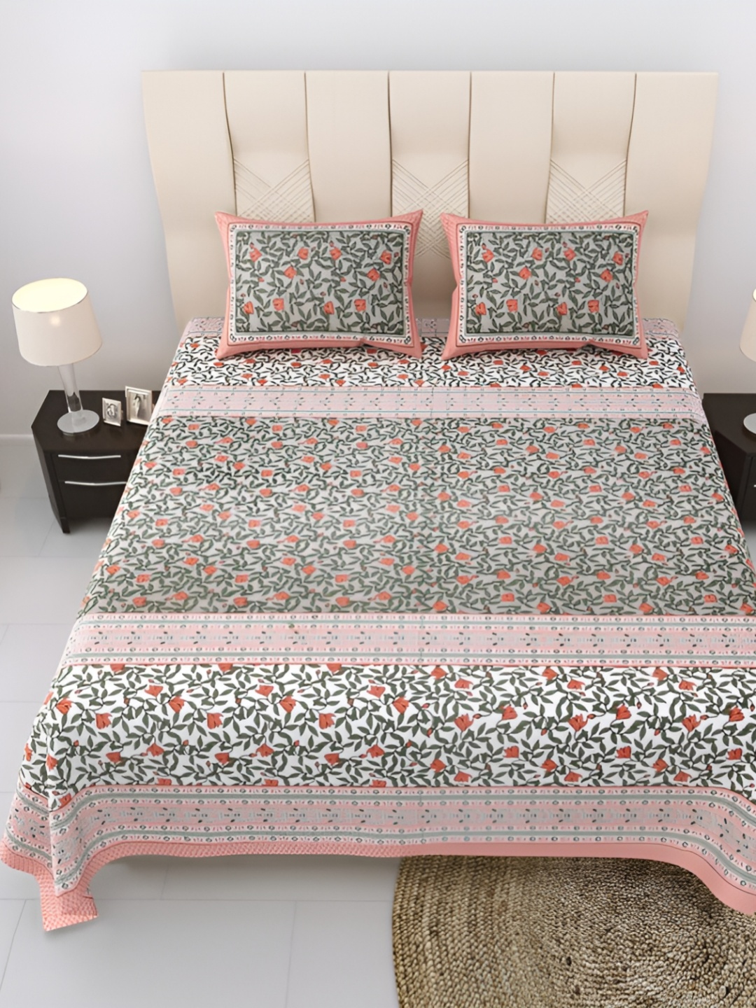 Comfowell Peach & White Floral Printed 244 TC King Bedsheet with 2 Pillow Covers
Comfowell Peach & White Floral Printed 244 TC King Bedsheet with 2 Pillow Covers