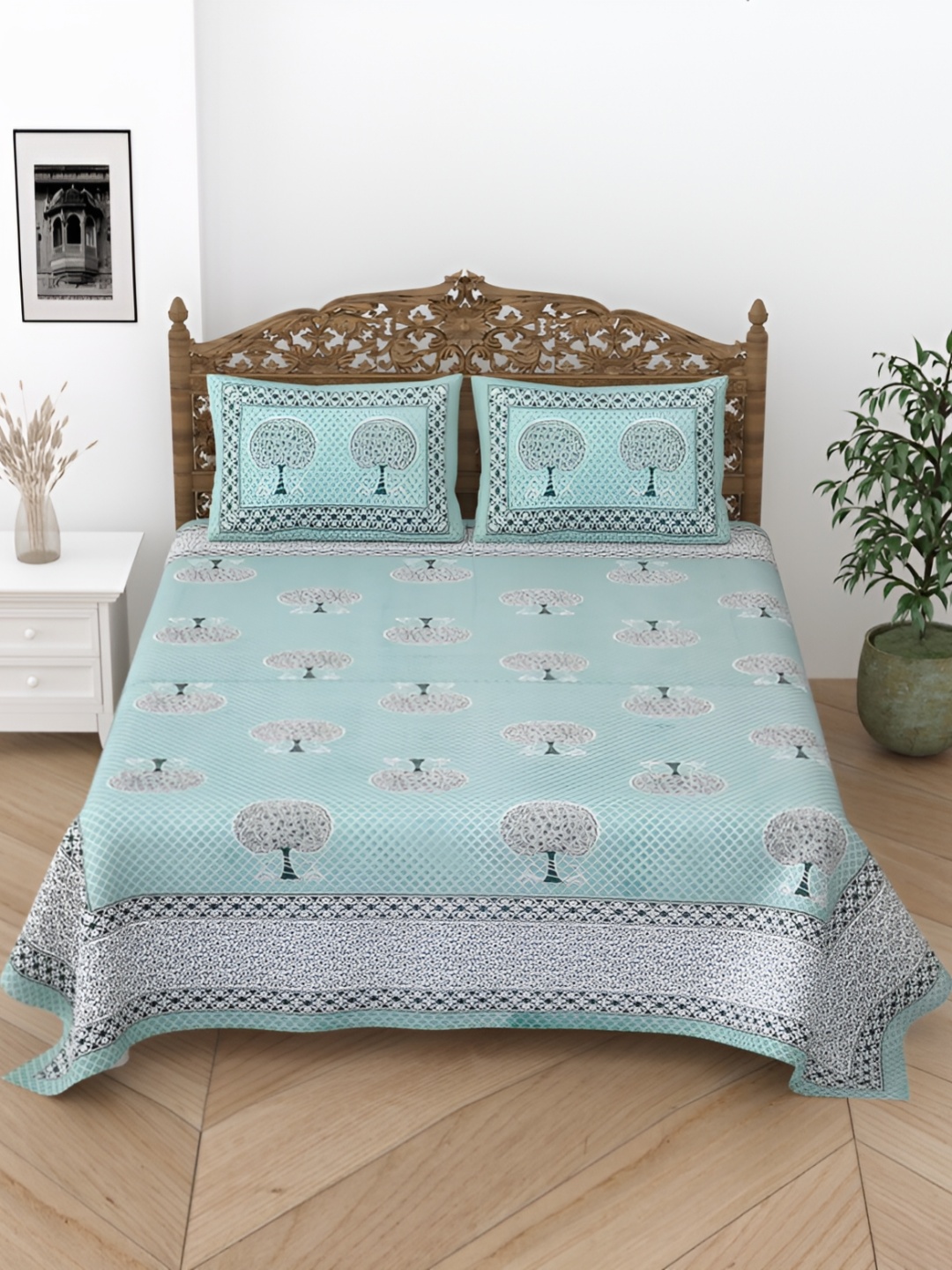 Comfowell Green & Black Floral Printed Cotton 244 TC King Bedsheet With 2 Pillow Covers
Comfowell Green & Black Floral Printed Cotton 244 TC King Bedsheet With 2 Pillow Covers