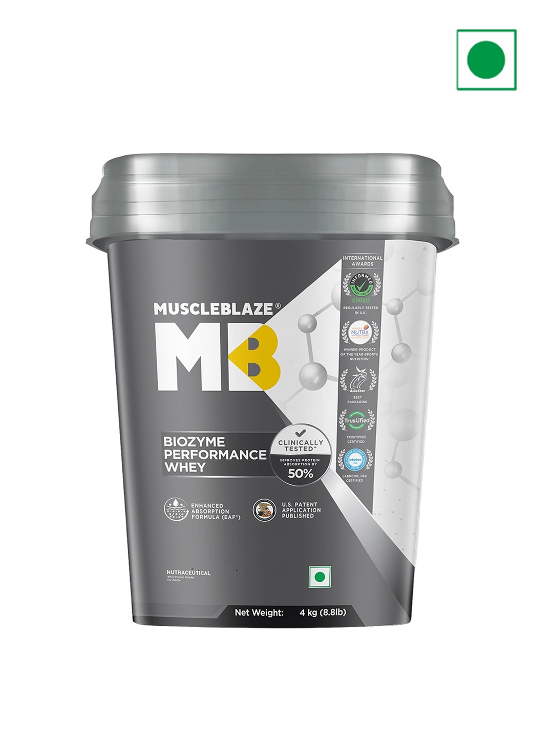 MuscleBlaze Biozyme Performance Whey Protein- Chocolate Hazelnut Flavour- 4Kg, Grey
MuscleBlaze Biozyme Performance Whey Protein- Chocolate Hazelnut Flavour- 4Kg, Grey