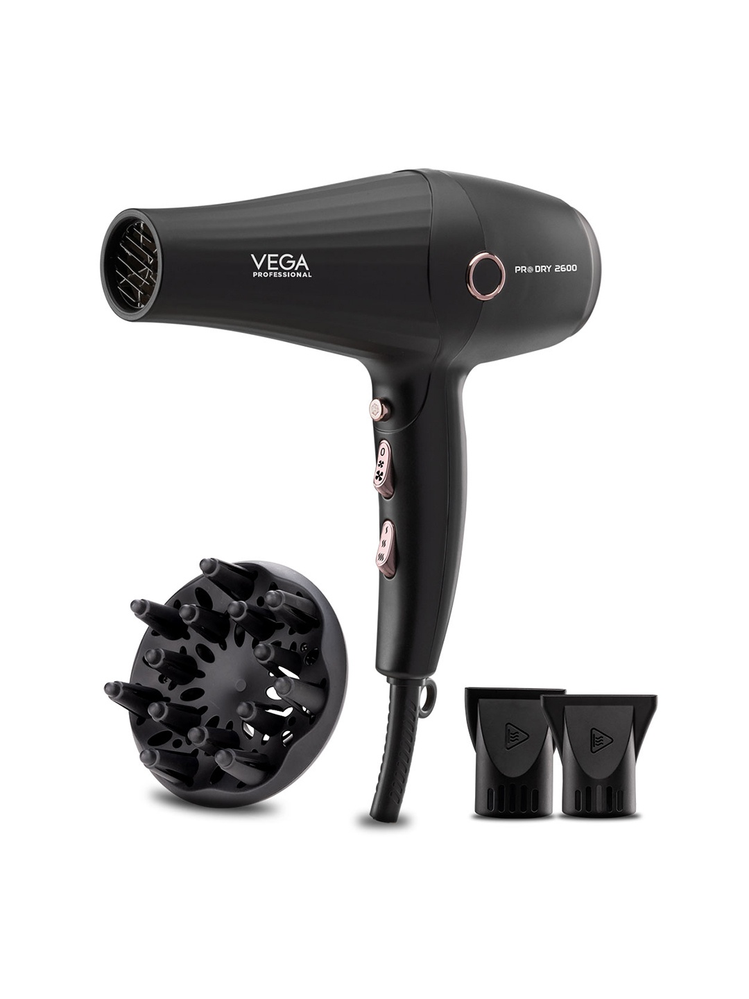 VEGA PROFESSIONAL VPPHD-11 Pro Dry 2600 Hair Dryer with 2 Nozzles & 1 Diffuser - Black
VEGA PROFESSIONAL VPPHD-11 Pro Dry 2600 Hair Dryer with 2 Nozzles & 1 Diffuser - Black