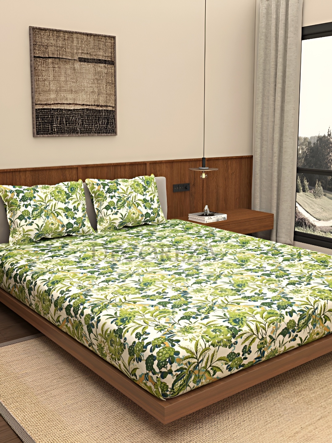 DECOREZA Green and White Floral 300 TC Cotton King Bedsheet with 2 Pillow Covers
DECOREZA Green and White Floral 300 TC Cotton King Bedsheet with 2 Pillow Covers