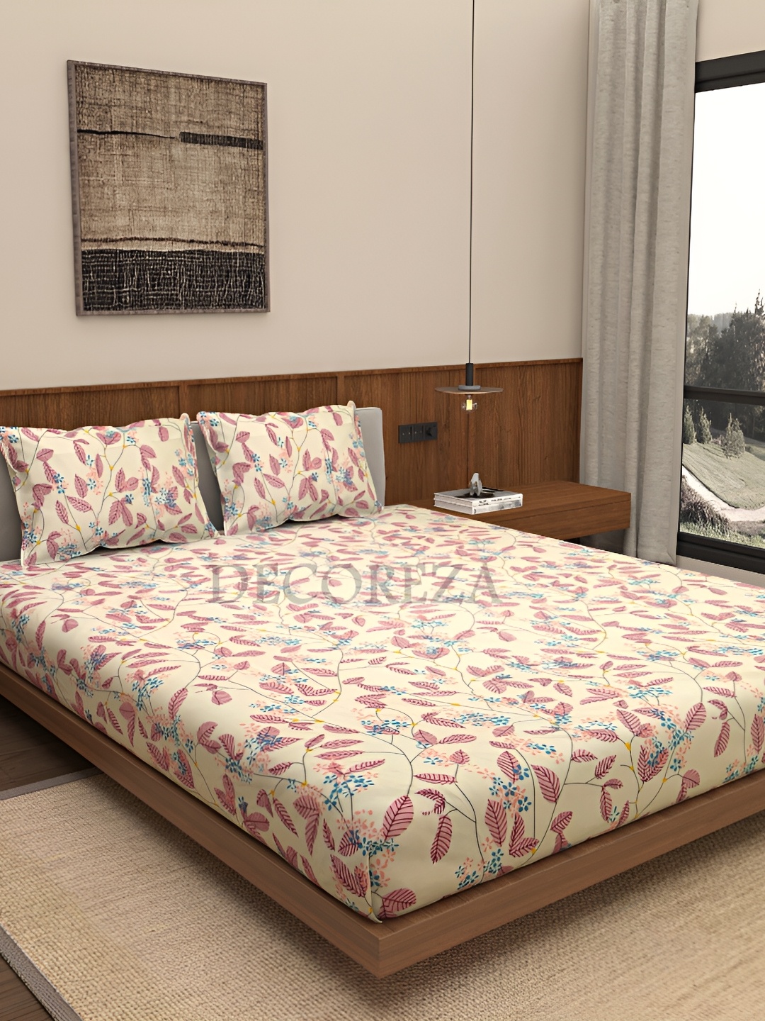 DECOREZA Beige and Mauve Floral 300 TC Cotton King Bedsheet with 2 Pillow Covers
DECOREZA Beige and Mauve Floral 300 TC Cotton King Bedsheet with 2 Pillow Covers