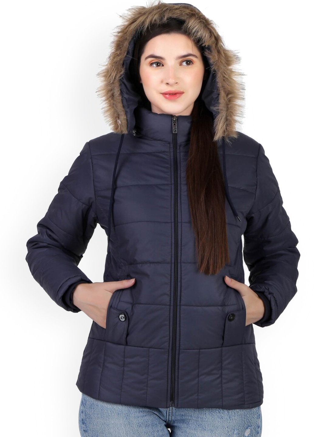BARSTOW Hooded Faux Fur Trim Detailed Rapid-Dry Lightweight Puffer Jacket, Navy blue
BARSTOW Hooded Faux Fur Trim Detailed Rapid-Dry Lightweight Puffer Jacket, Navy blue