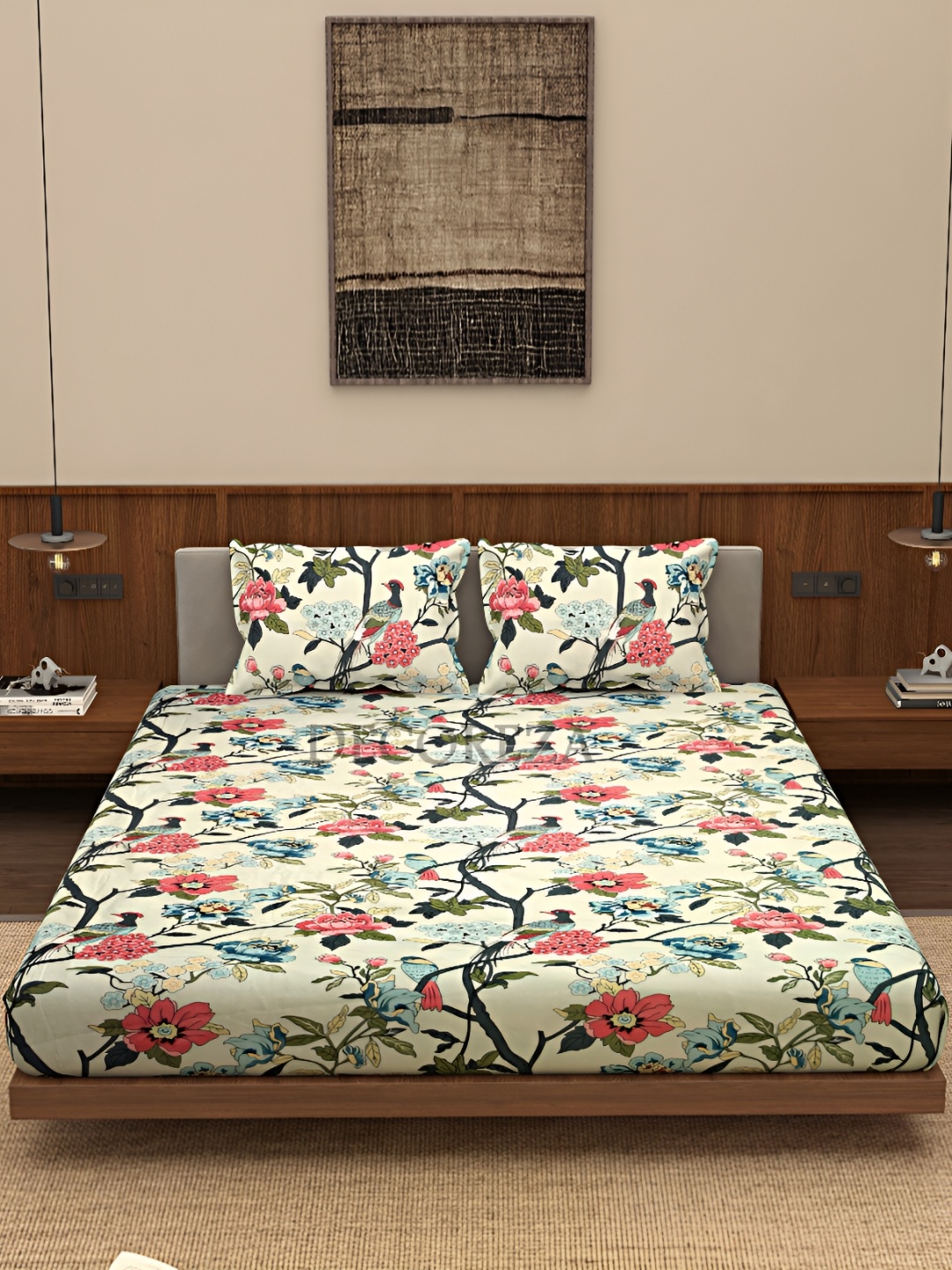 DECOREZA Green and Beige Floral 300 TC Cotton Queen Bedsheet with 2 Pillow Covers
DECOREZA Green and Beige Floral 300 TC Cotton Queen Bedsheet with 2 Pillow Covers