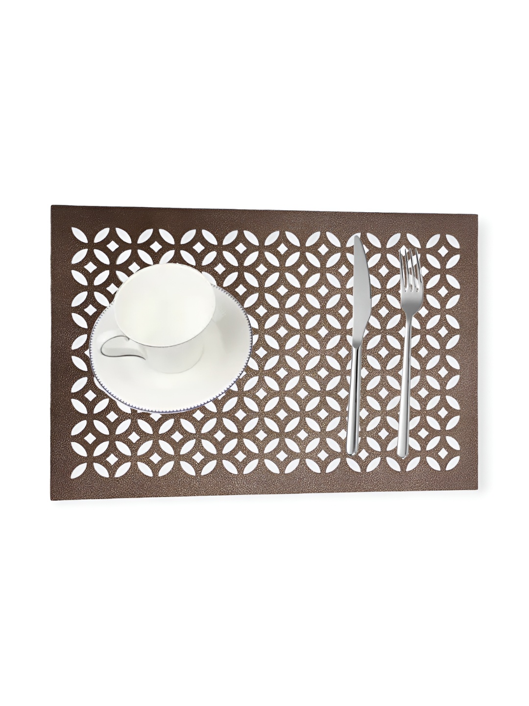 MONKDECOR Brown 4 Pieces Geometric Rectangle Table Placemats