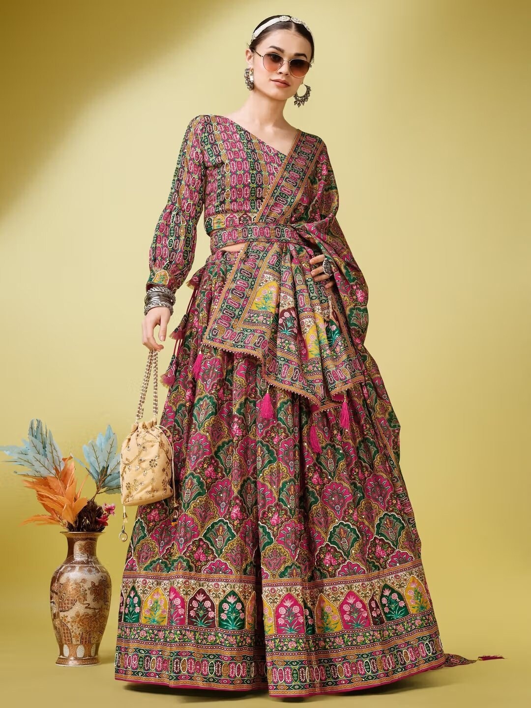 Sadika Ethnic Motifs Printed Semi-Stitched Lehenga & Unstitched Blouse With Dupatta, Pink
Sadika Ethnic Motifs Printed Semi-Stitched Lehenga & Unstitched Blouse With Dupatta, Pink