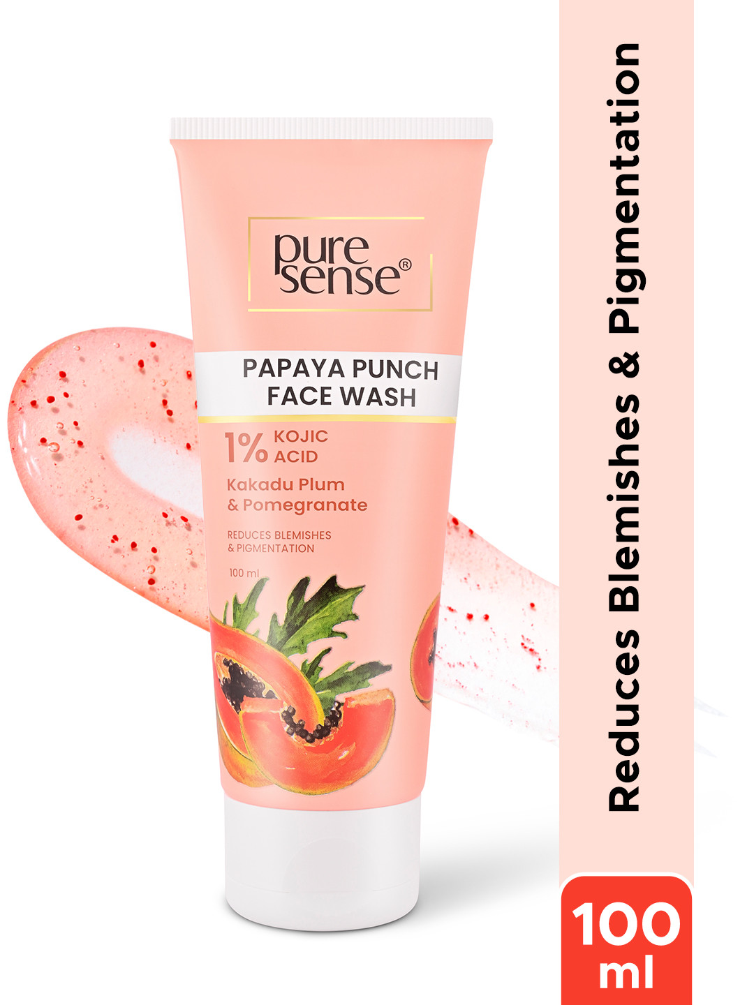 Pure Sense Papaya Punch Face Wash with 1% Kojic Acid & Kakadu Plum - 100 ml, Peach
Pure Sense Papaya Punch Face Wash with 1% Kojic Acid & Kakadu Plum - 100 ml, Peach