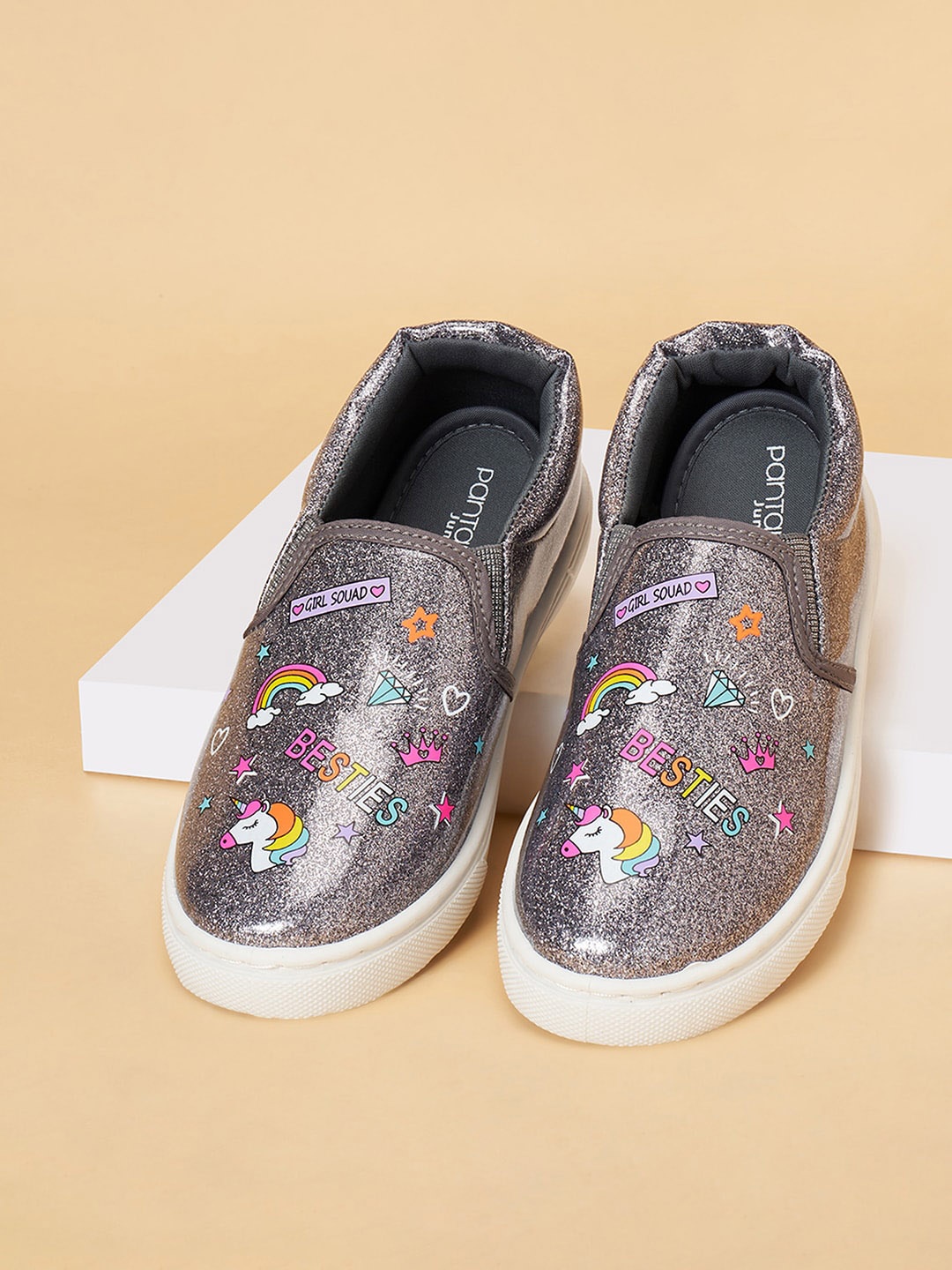 Pantaloons Junior Girls Printed Comfort Insole Contrast Sole Slip-On Sneakers, Grey
Pantaloons Junior Girls Printed Comfort Insole Contrast Sole Slip-On Sneakers, Grey