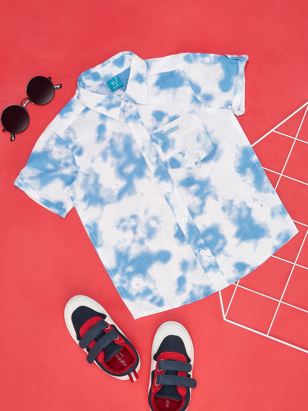 YU by Pantaloons Boys Tie & Dye Dyed Spread Collar Roll Up Sleeves Pure Cotton Shirt, Blue
YU by Pantaloons Boys Tie & Dye Dyed Spread Collar Roll Up Sleeves Pure Cotton Shirt, Blue
