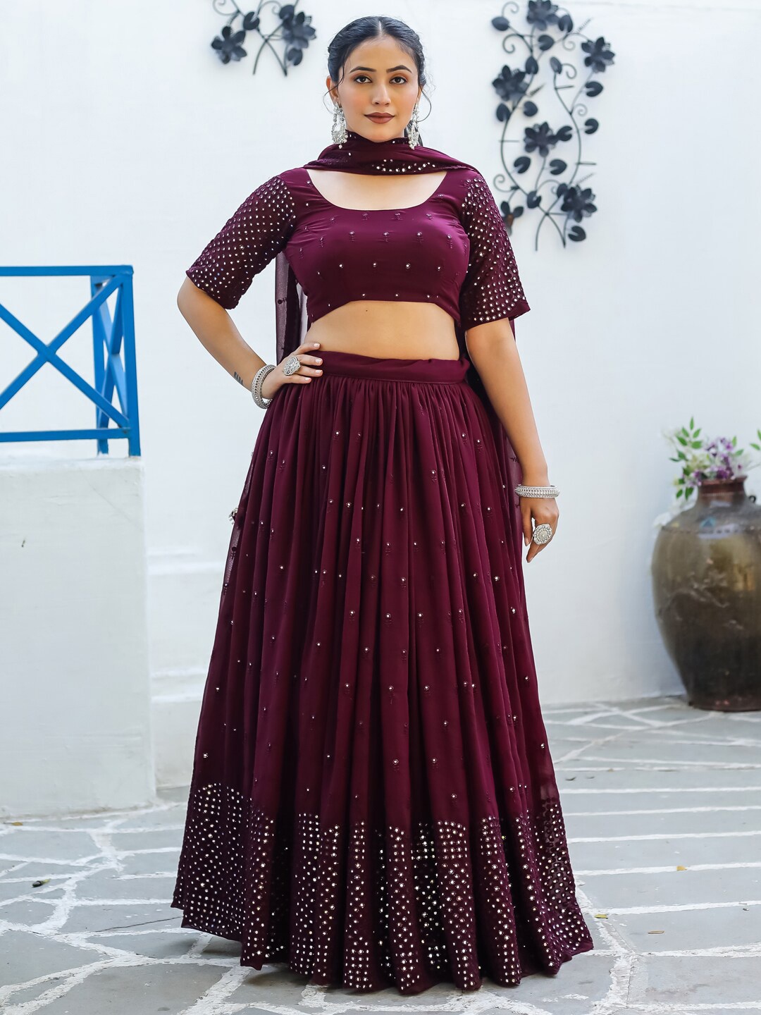 TIKODI Embroidered Sequinned Semi-Stitched Lehenga & Unstitched Blouse With Dupatta, Purple
TIKODI Embroidered Sequinned Semi-Stitched Lehenga & Unstitched Blouse With Dupatta, Purple