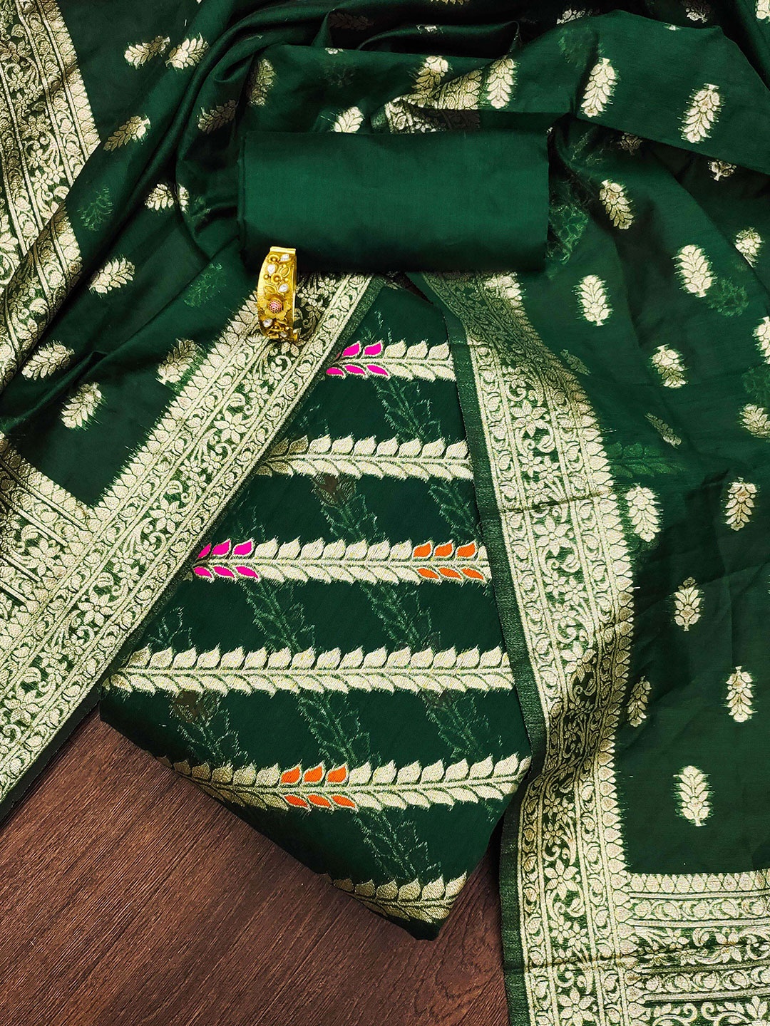 MANVAA Unstitched Dress Material, Green