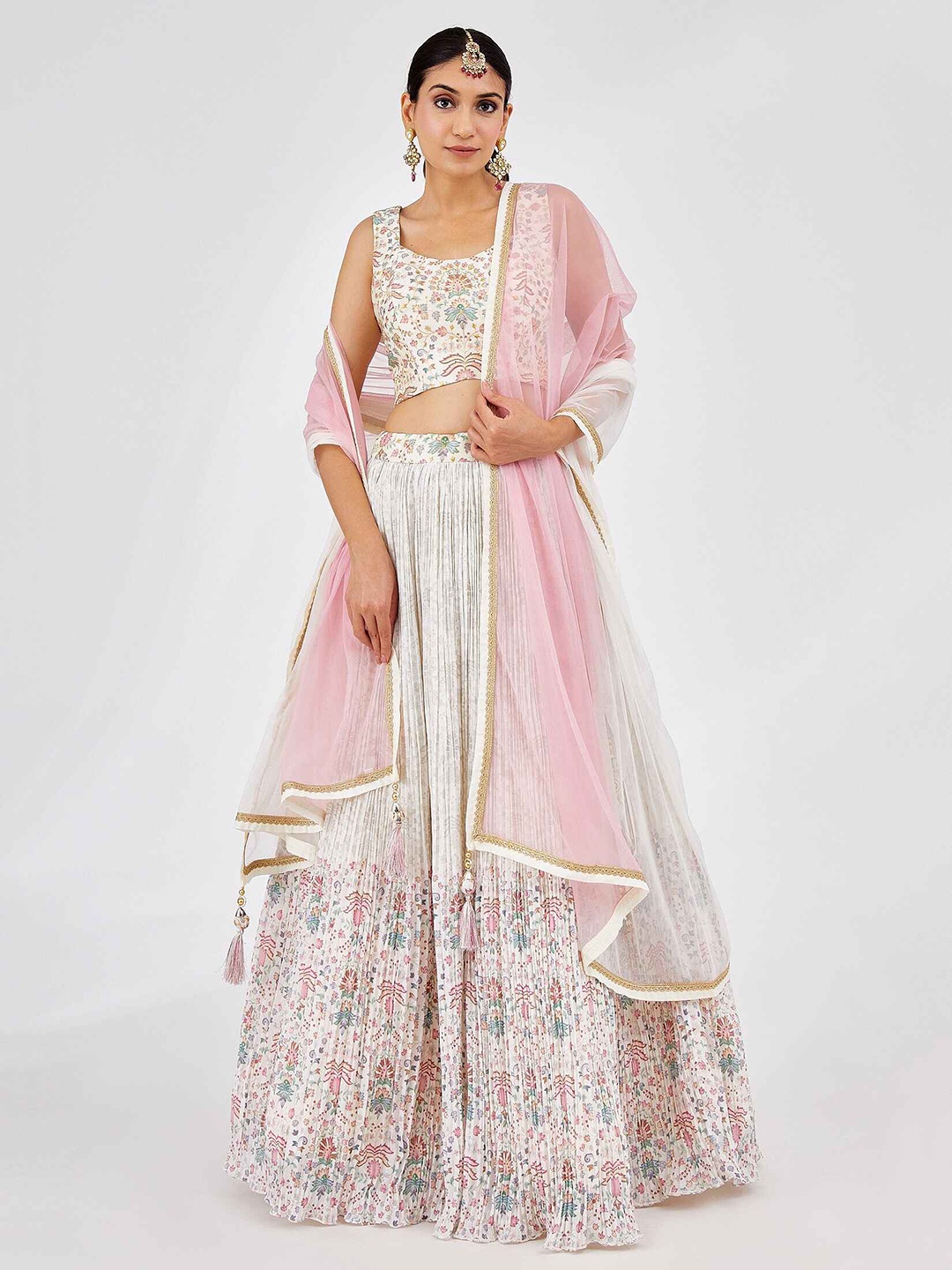 FABPIXEL Embroidered Kalamkari Semi-Stitched Lehenga & Unstitched Blouse With Dupatta, Off white
FABPIXEL Embroidered Kalamkari Semi-Stitched Lehenga & Unstitched Blouse With Dupatta, Off white