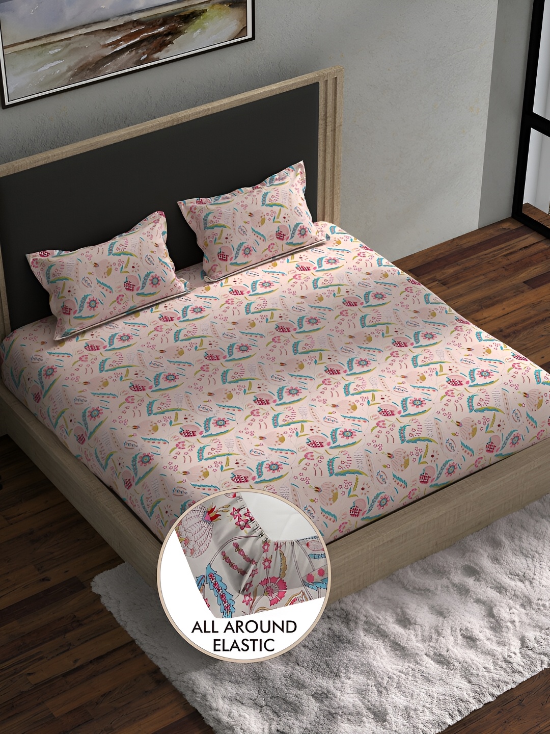 BELLA CASA Stella Purple & White Floral 180 TC Fitted King Bedsheet & 2 Pillow Covers
BELLA CASA Stella Purple & White Floral 180 TC Fitted King Bedsheet & 2 Pillow Covers