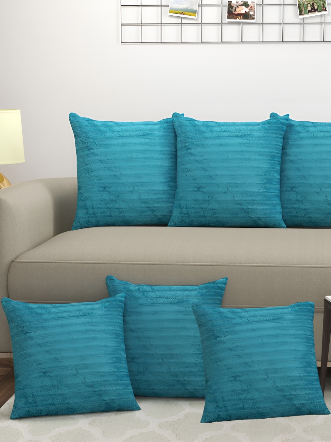 JUBILANT HOME FASHION Turquoise Blue 6 Pieces Striped Velvet Square Cushion Covers
JUBILANT HOME FASHION Turquoise Blue 6 Pieces Striped Velvet Square Cushion Covers