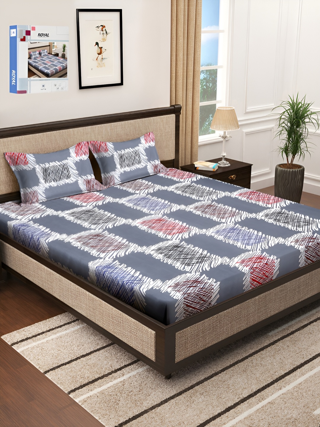 KLOTTHE Beige & Brown Geometric Printed 300 TC Fitted Single Bedsheet with Pillow Cover, Grey
KLOTTHE Beige & Brown Geometric Printed 300 TC Fitted Single Bedsheet with Pillow Cover, Grey